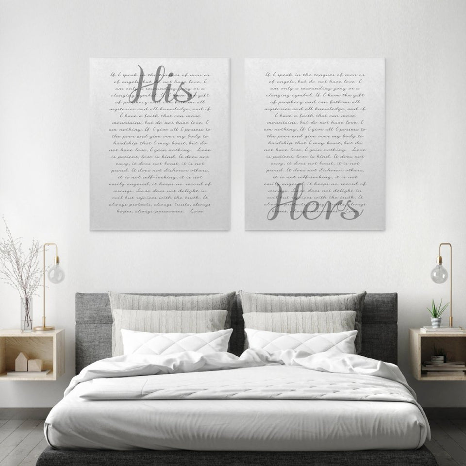 His And Her Vows On Canvas - Personalized Wall Art