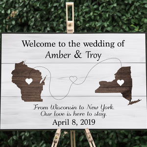 Rustic States Wedding Welcome Sign