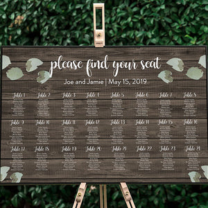 Brown Rustic Wedding Seating Chart