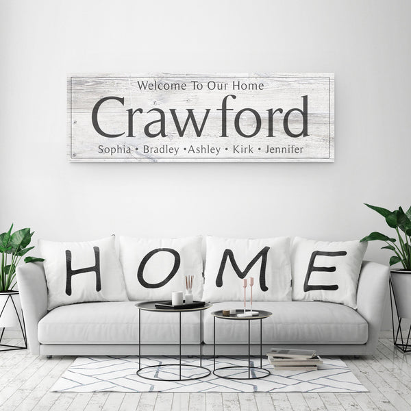 Family Name Sign - Rustic White - Canvas Vows