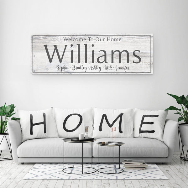 Family Name Sign - Rustic White - Canvas Vows
