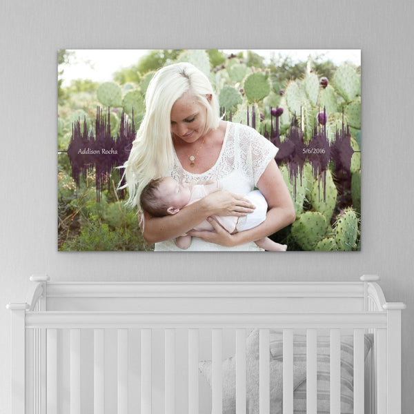 Baby's Heartbeat And Image Soundwave Canvas - Canvas Vows