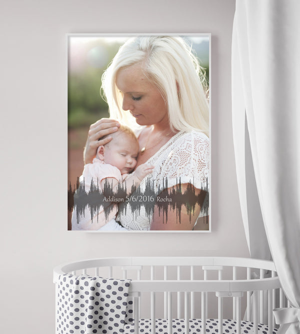 Baby's Heartbeat And Image Soundwave Canvas - Canvas Vows
