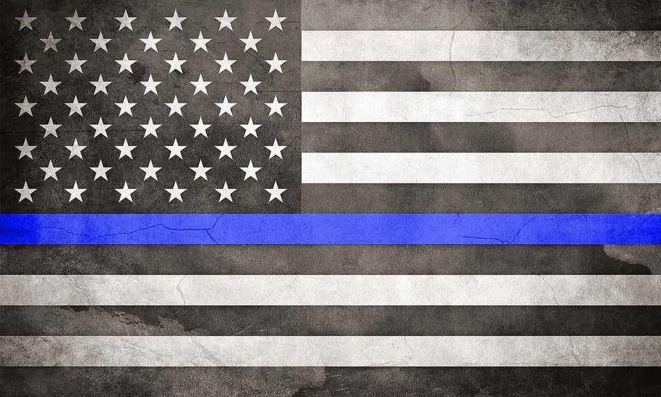 Personalized Canvas  American Flag With Thin Blue Line