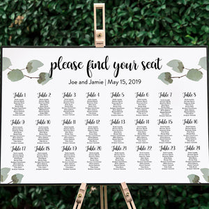 White Floral Wedding Seating Chart